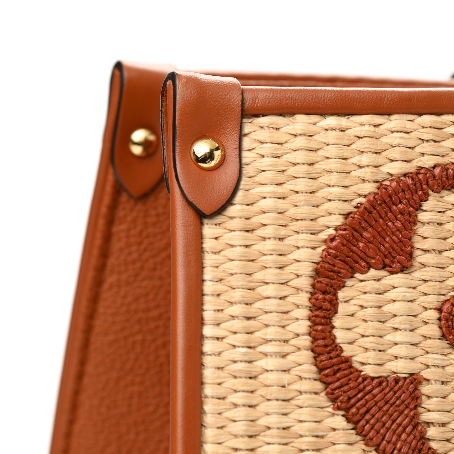 Louis Vuitton Raffia Calfskin Monogram Giant Onthego MM Tan 5 of 11