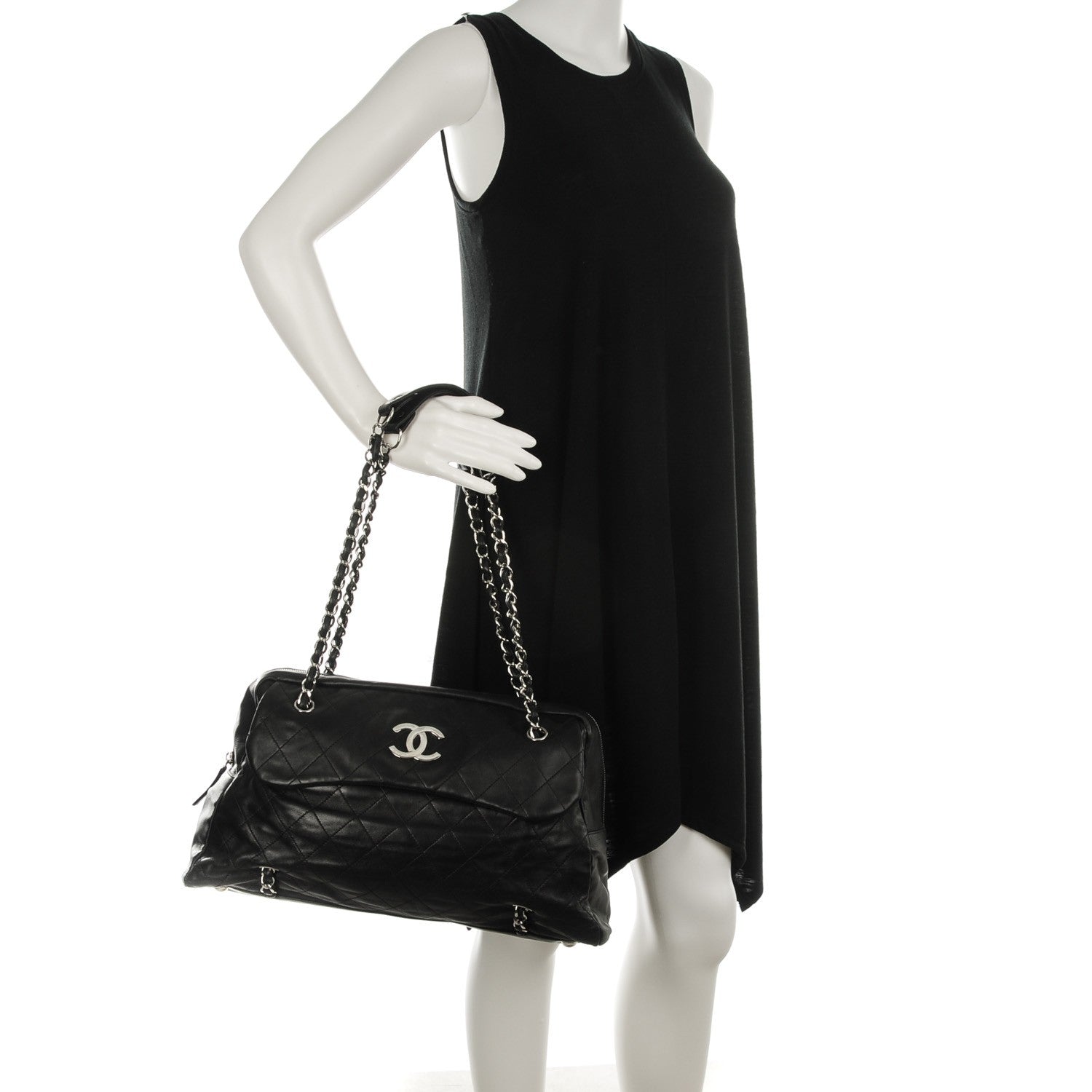 Chanel Lambskin Quilted Chain Around Tote Black 2 of 7