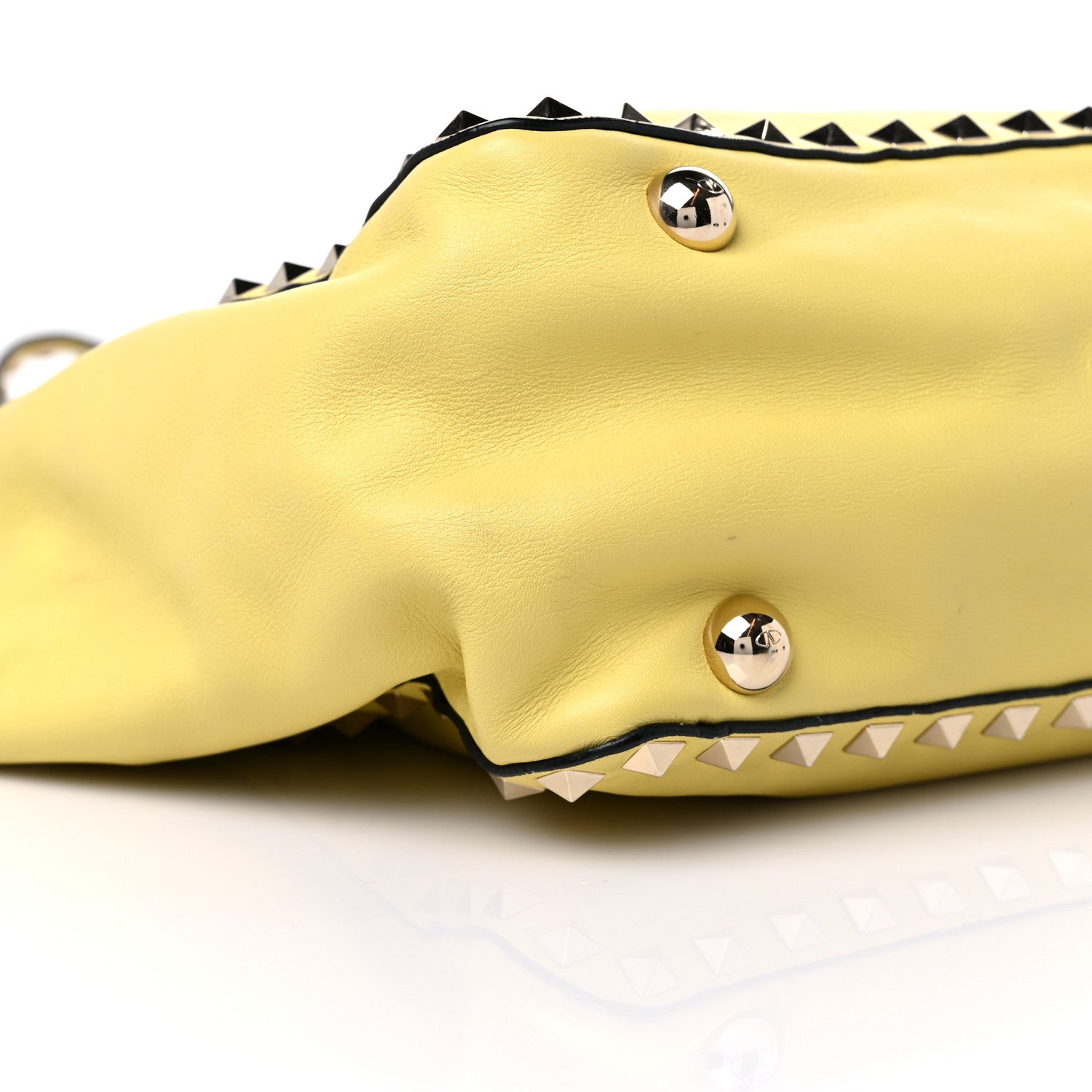 Valentino Garavani Vitello Small Rockstud Tote Water Yellow 7 of 15