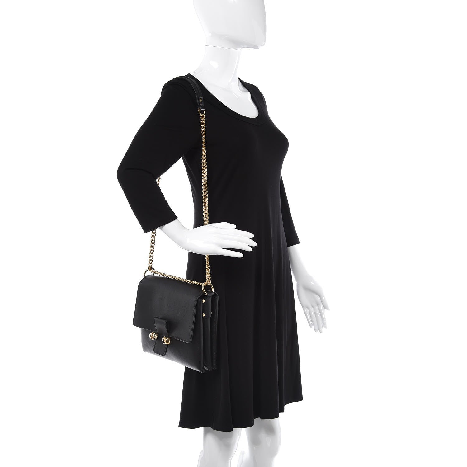 Alexander McQueen Grained Calfskin Twin Skull Crossbody Black 2 of 9