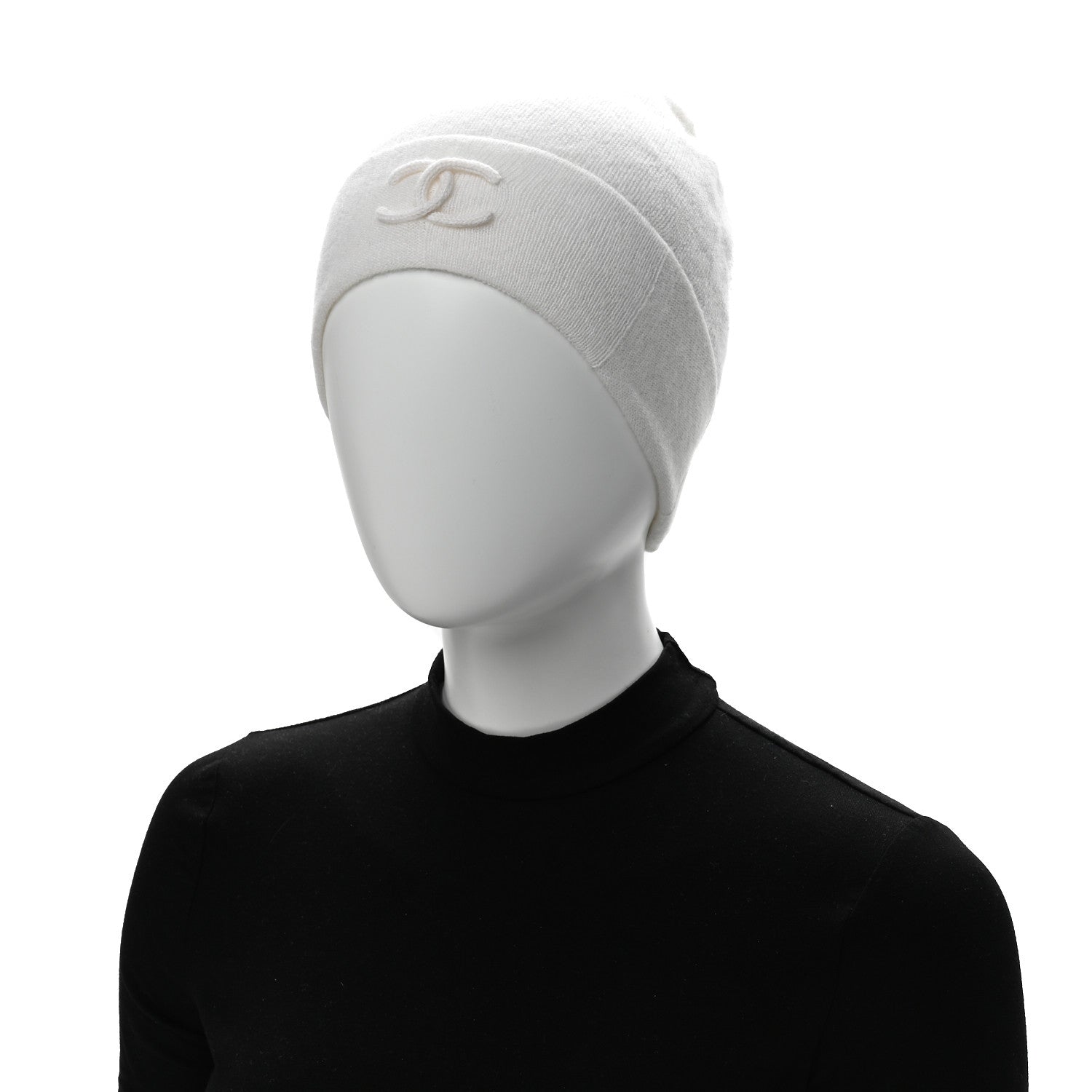 Chanel Silk Knit CC Beanie Hat White 2 of 6