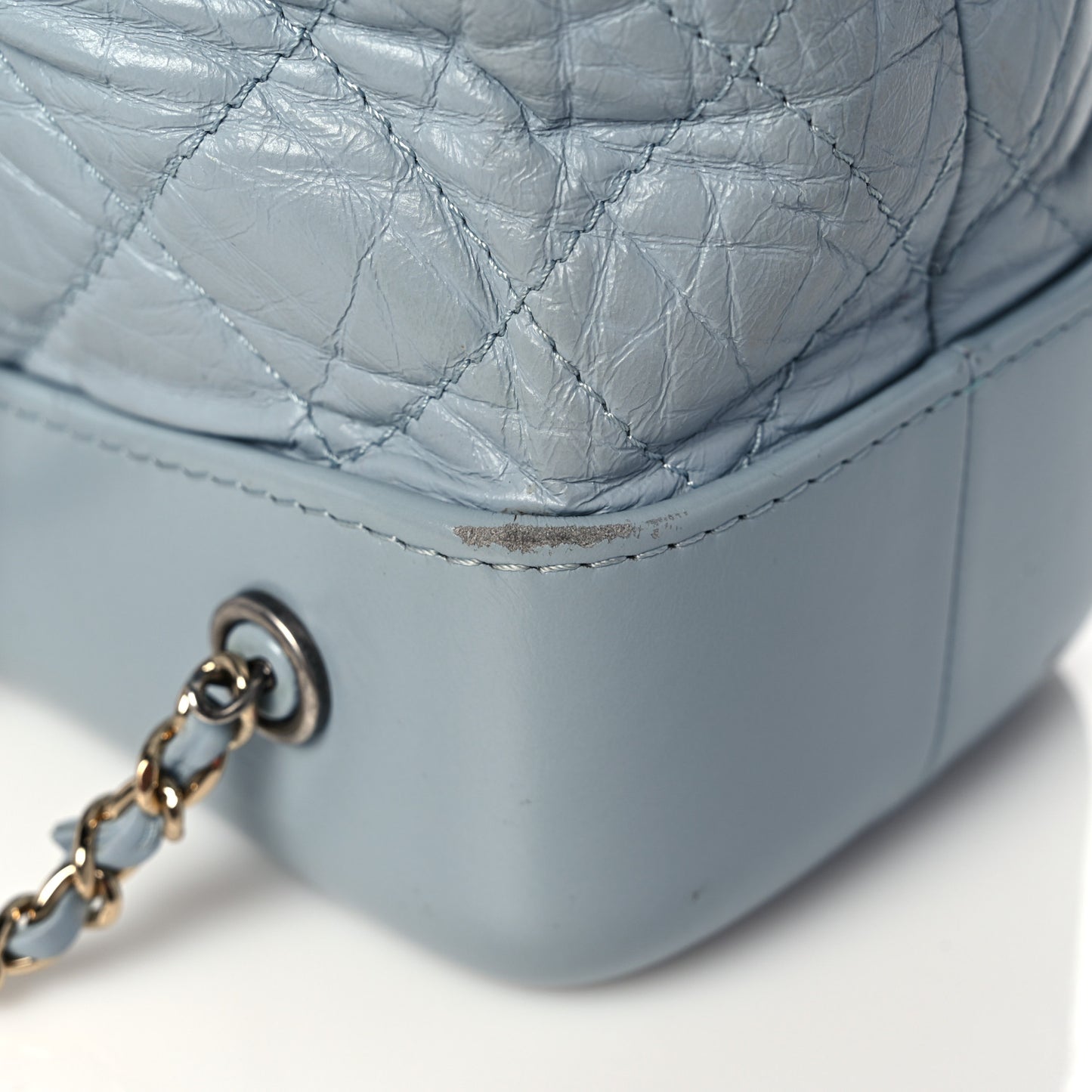Aged Calfskin Quilted Small Gabrielle Backpack Light Blue