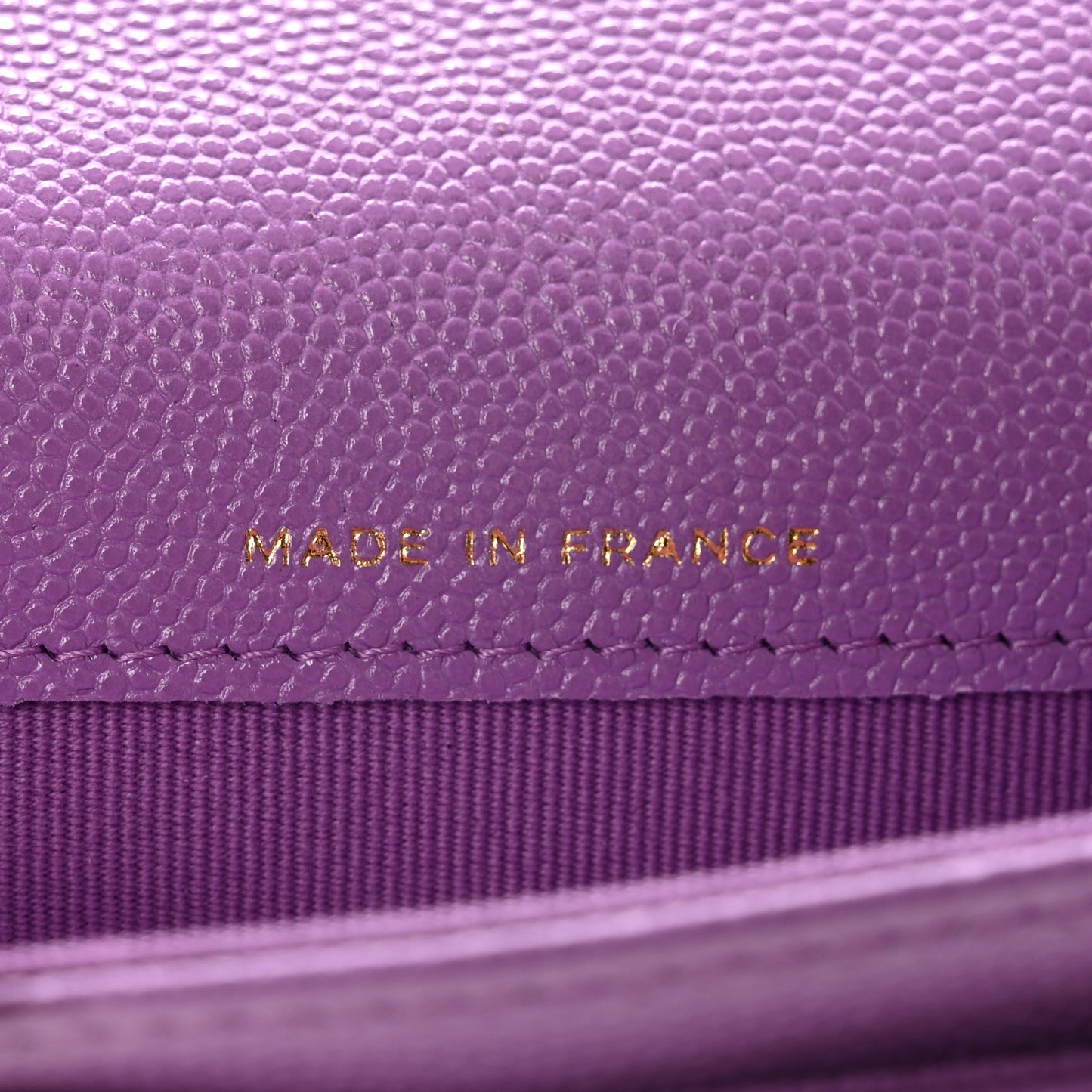Caviar Quilted Flap Card Holder Wallet Purple