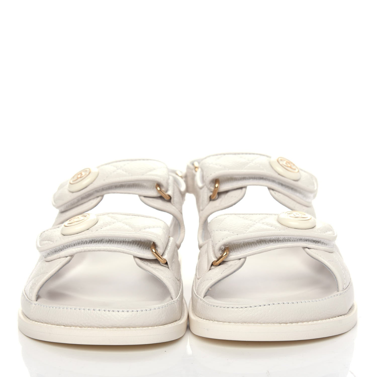 Chanel Grained Calfskin Velcro Dad Sandals 35.5 White 2 of 11