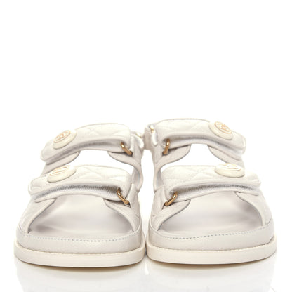 Chanel Grained Calfskin Velcro Dad Sandals 35.5 White 2 of 11