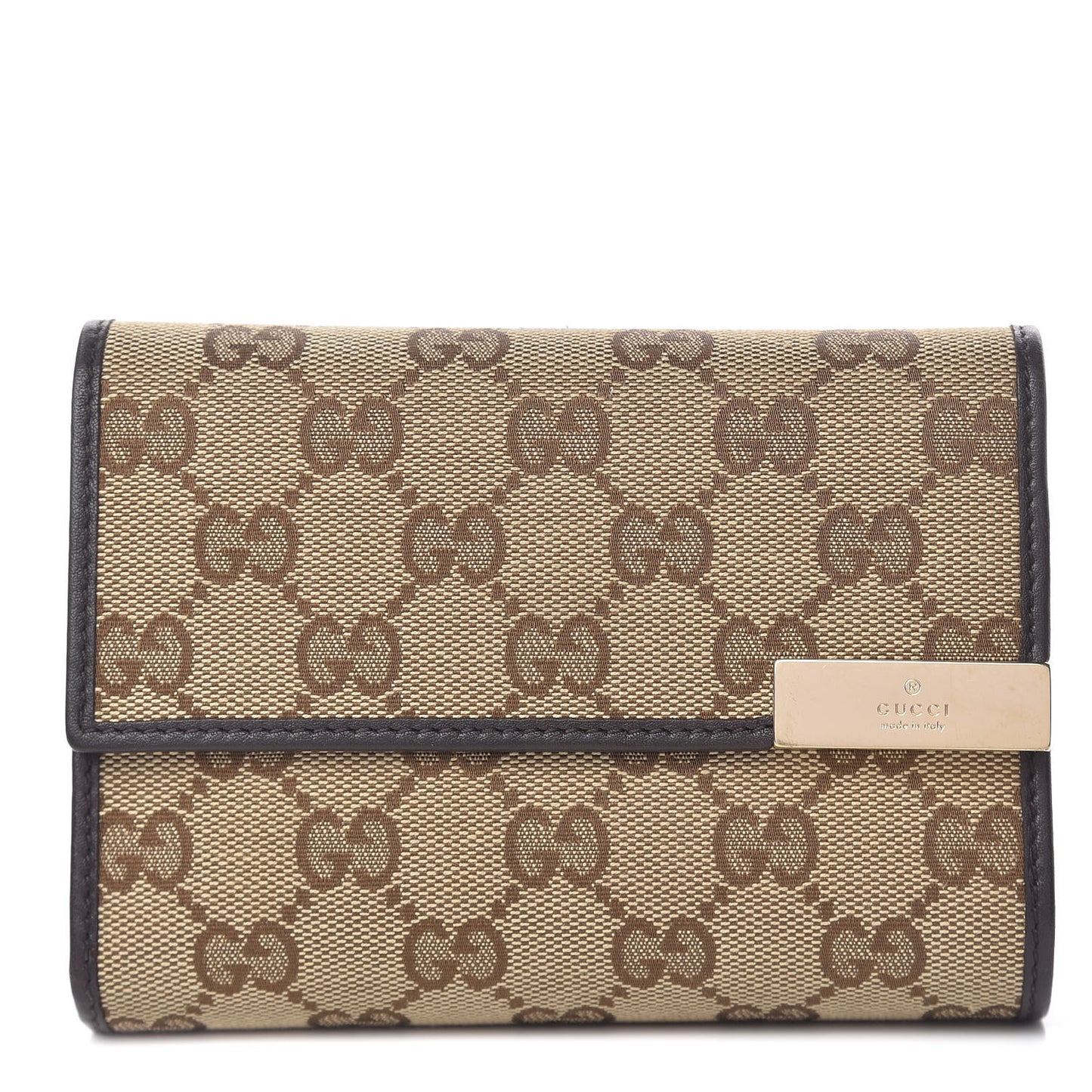 Monogram Margaux Calfskin Dice Compact Trademark Wallet Beige Ebony Cocoa