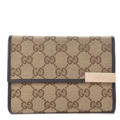 Gucci Monogram Margaux Calfskin Dice Compact Trademark Wallet Beige Ebony Cocoa 1 of 8