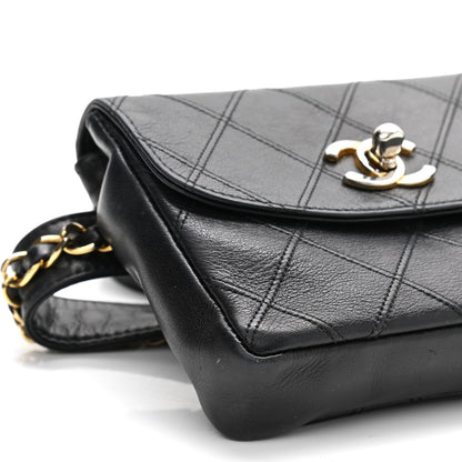 Chanel Lambskin Diamond Stitched Flap Waist Belt Bag 75 30 Black 10 of 15