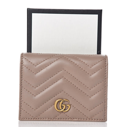Gucci Calfskin Matelasse GG Marmont Card Case Wallet Porcelain Rose 8 of 11