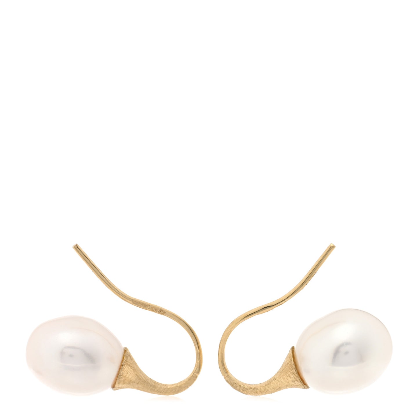 18K Yellow Gold Cultured Pearl Africa Drop Earrings