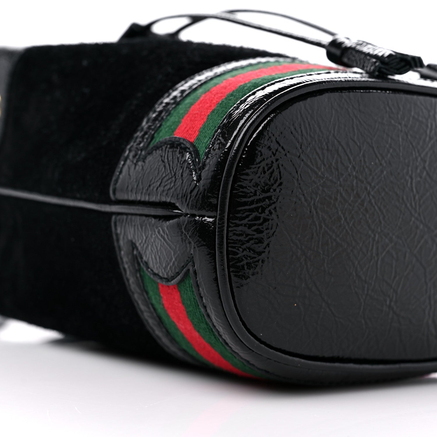 Gucci Suede Patent Web Mini Ophidia Bucket Bag Black 8 of 10