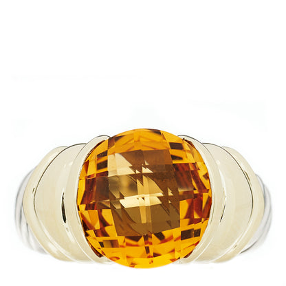 David Yurman Sterling Silver 14K Yellow Gold Citrine 10mm Cable Capri Ring 52 6 1 of 4