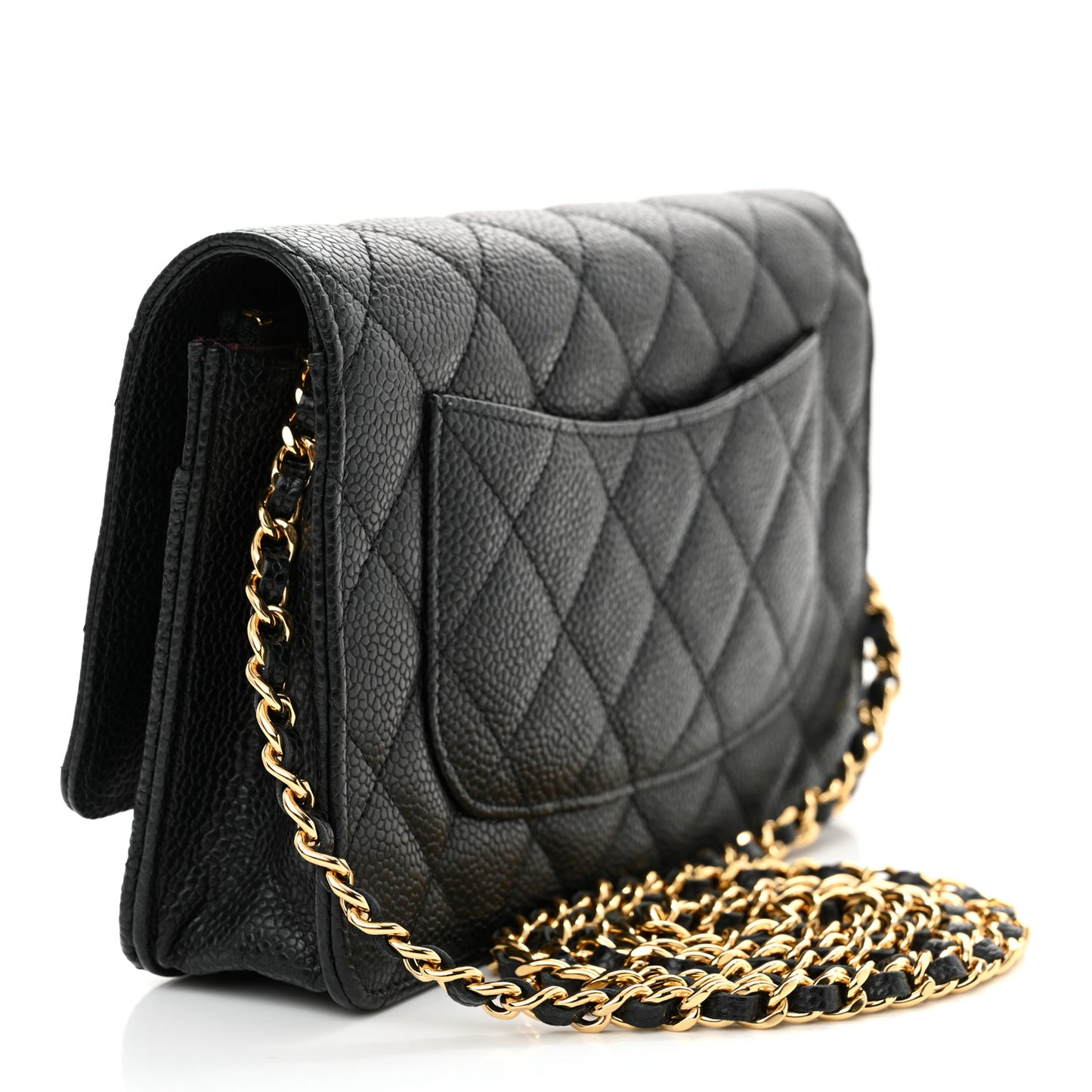 Caviar Quilted Wallet on Chain WOC Black