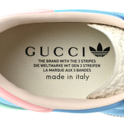 Gucci X ADIDAS Silk Duchesse Demetra Rubber Womens Gazelle Sneakers 7.5 Jade Capri Avio Off White 8 of 10