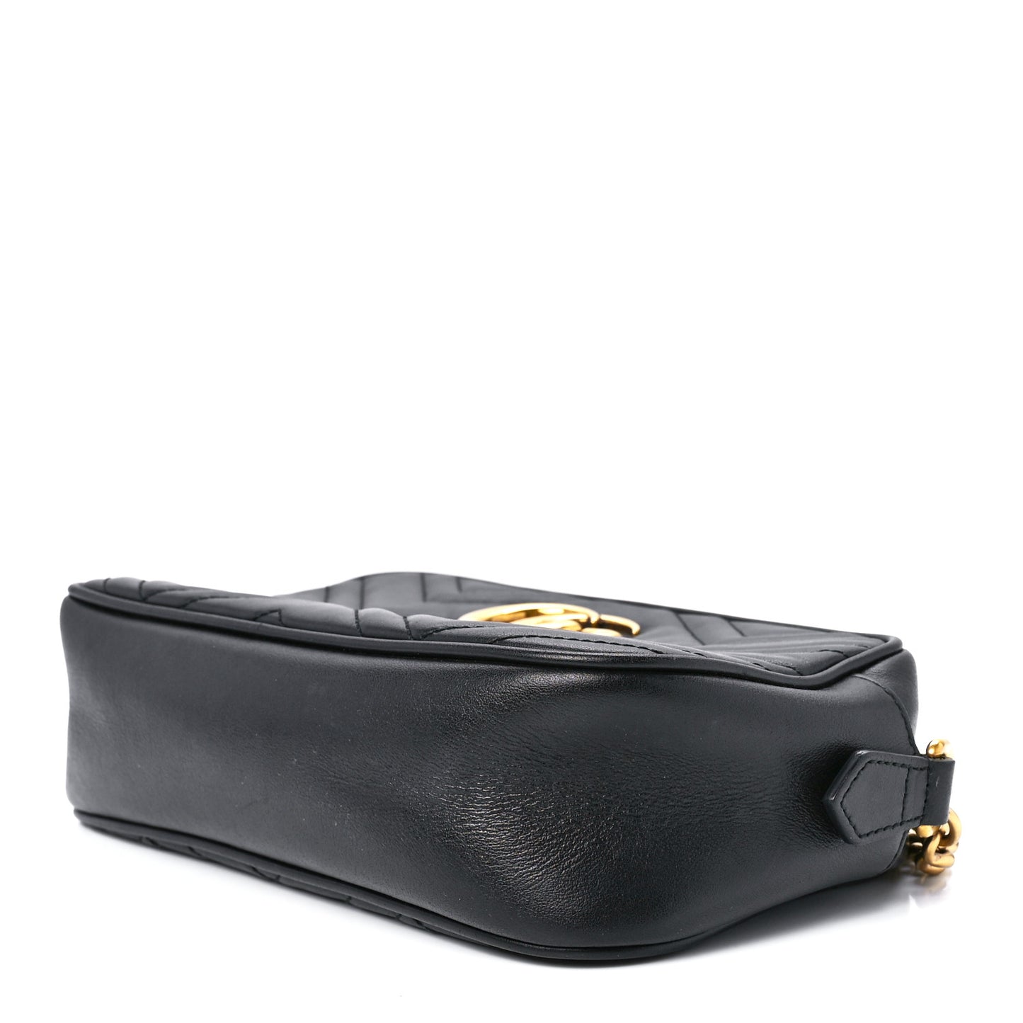 Calfskin Matelasse Small GG Marmont Chain Shoulder Bag Black