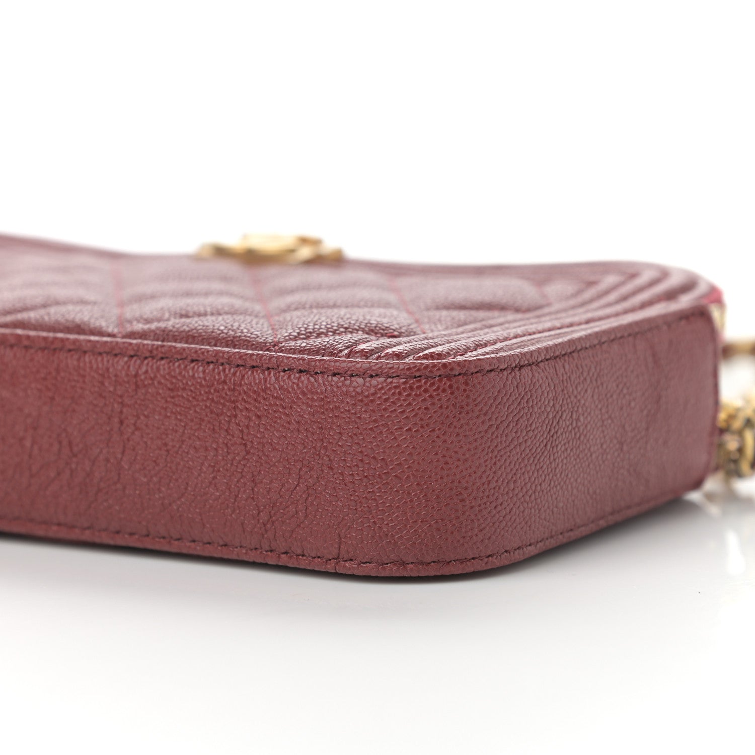Chanel Caviar Quilted Small Boy Clutch With Chain Burgundy 12 of 13