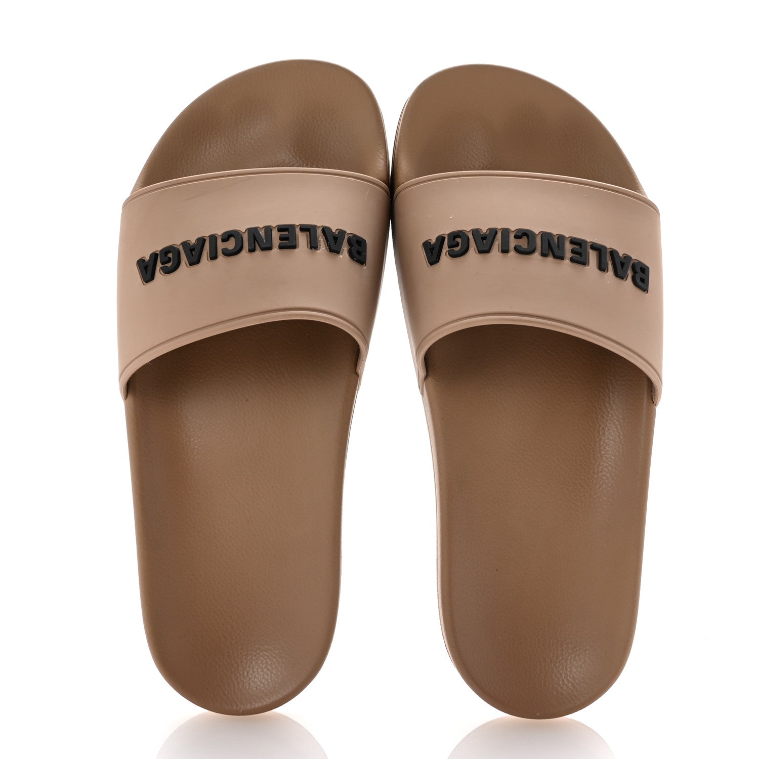 Balenciaga Rubber Womens Logo Pool Slide Sandals 37 Beige Black 2 of 8