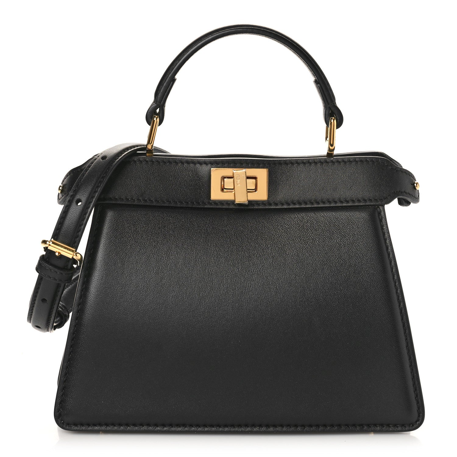 Fendi Shiny Nappa Petite Peekaboo I SEE U Satchel Black 1 of 8