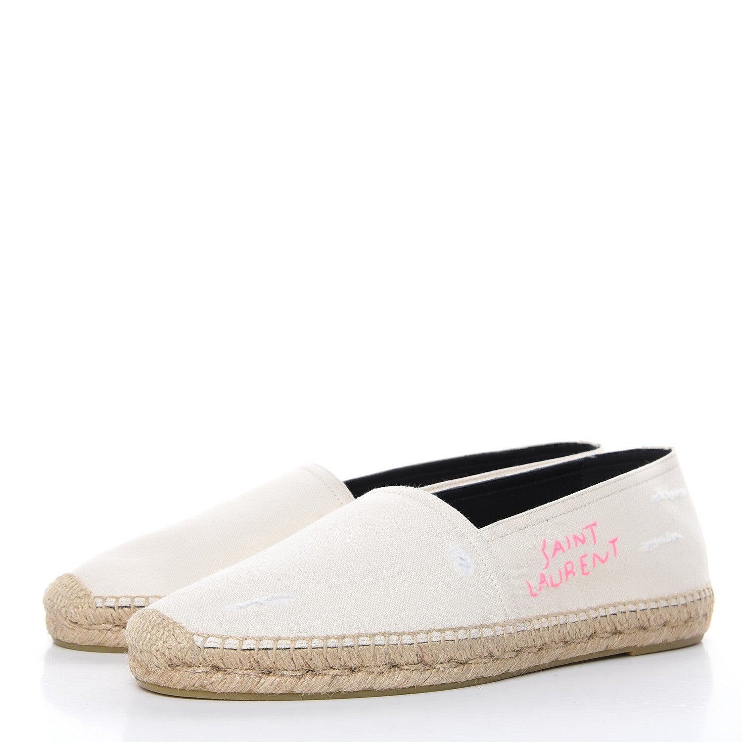 Saint Laurent Canvas Elba Logo Embroidered Espadrilles 42 Panna 3 of 10