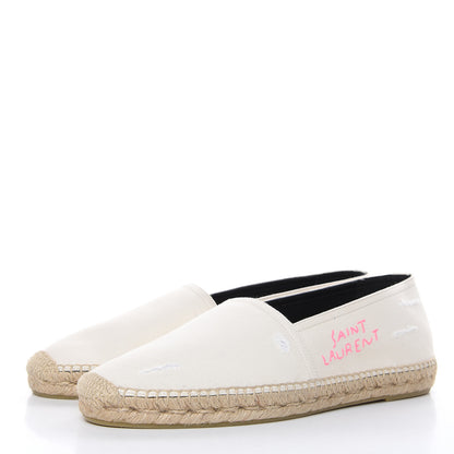 Saint Laurent Canvas Elba Logo Embroidered Espadrilles 42 Panna 3 of 10