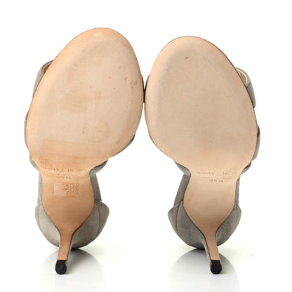 Jimmy Choo Suede Louise 85 Crisscross Sandals 35.5 Gray 5 of 7