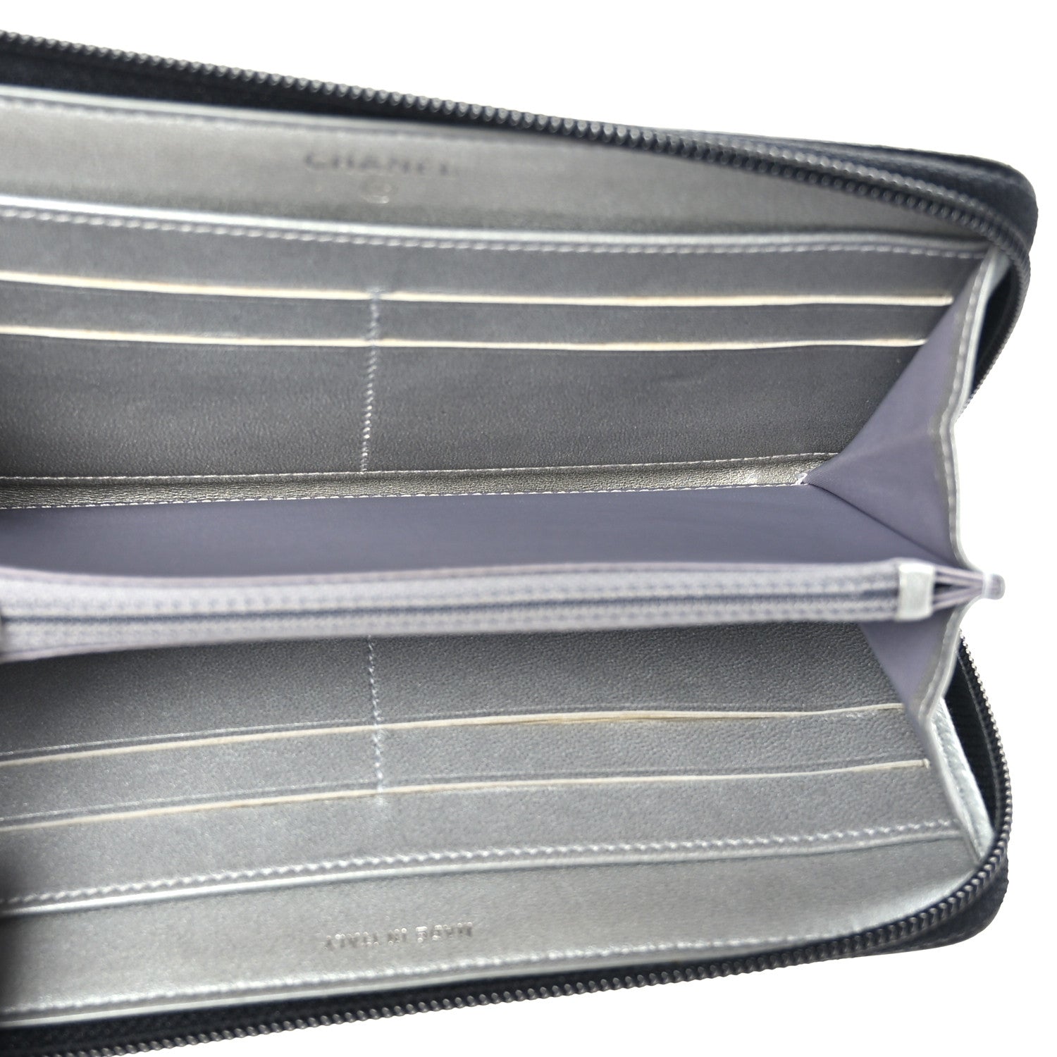 Chanel Lambskin Camellia Embossed Large Zip Around Gusset Wallet Black 5 of 8