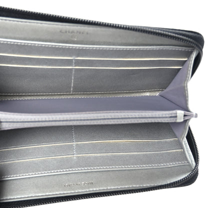 Chanel Lambskin Camellia Embossed Large Zip Around Gusset Wallet Black 5 of 8