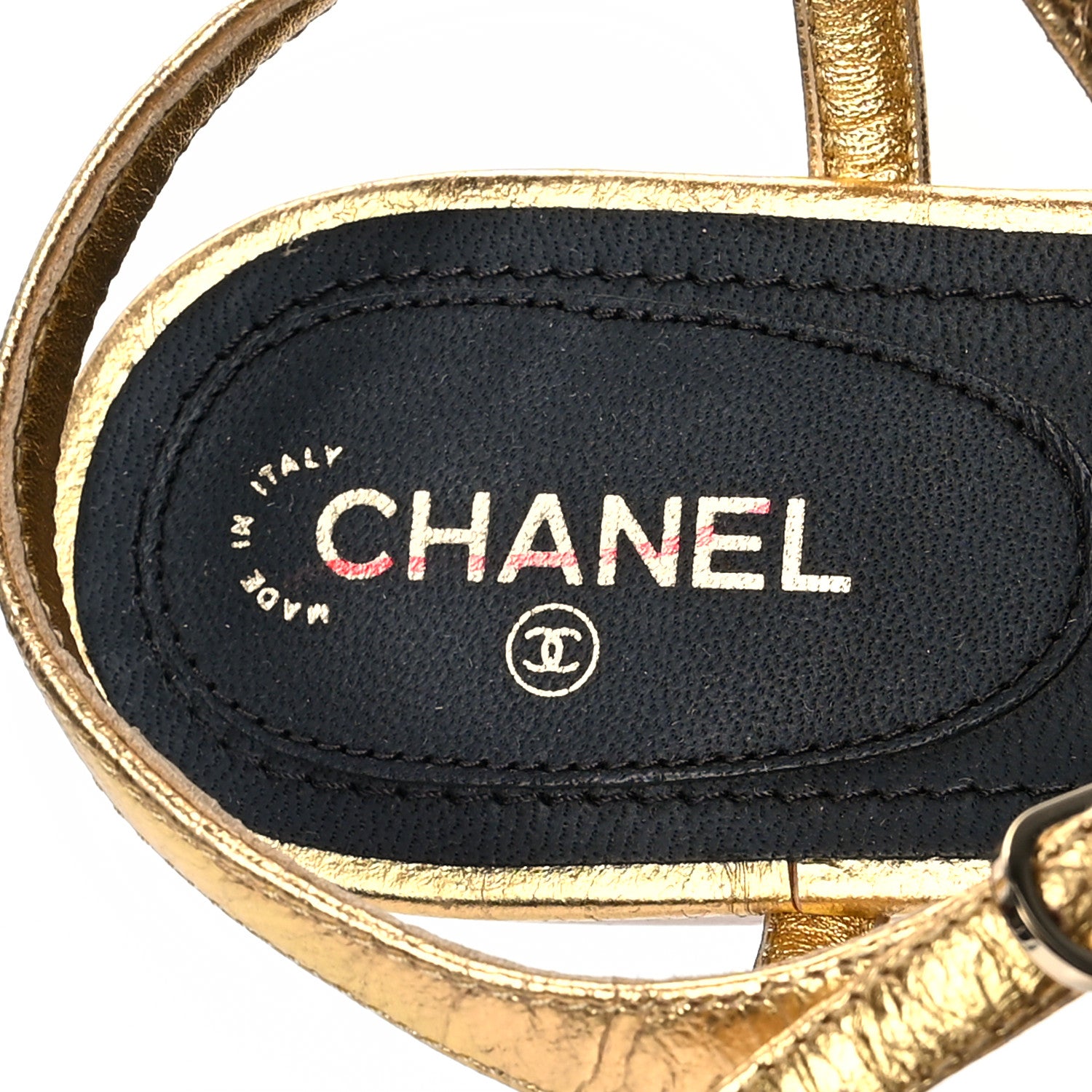 Chanel Metallic Calfskin Enamel Camellia Thong Sandals 36.5 Gold 7 of 7