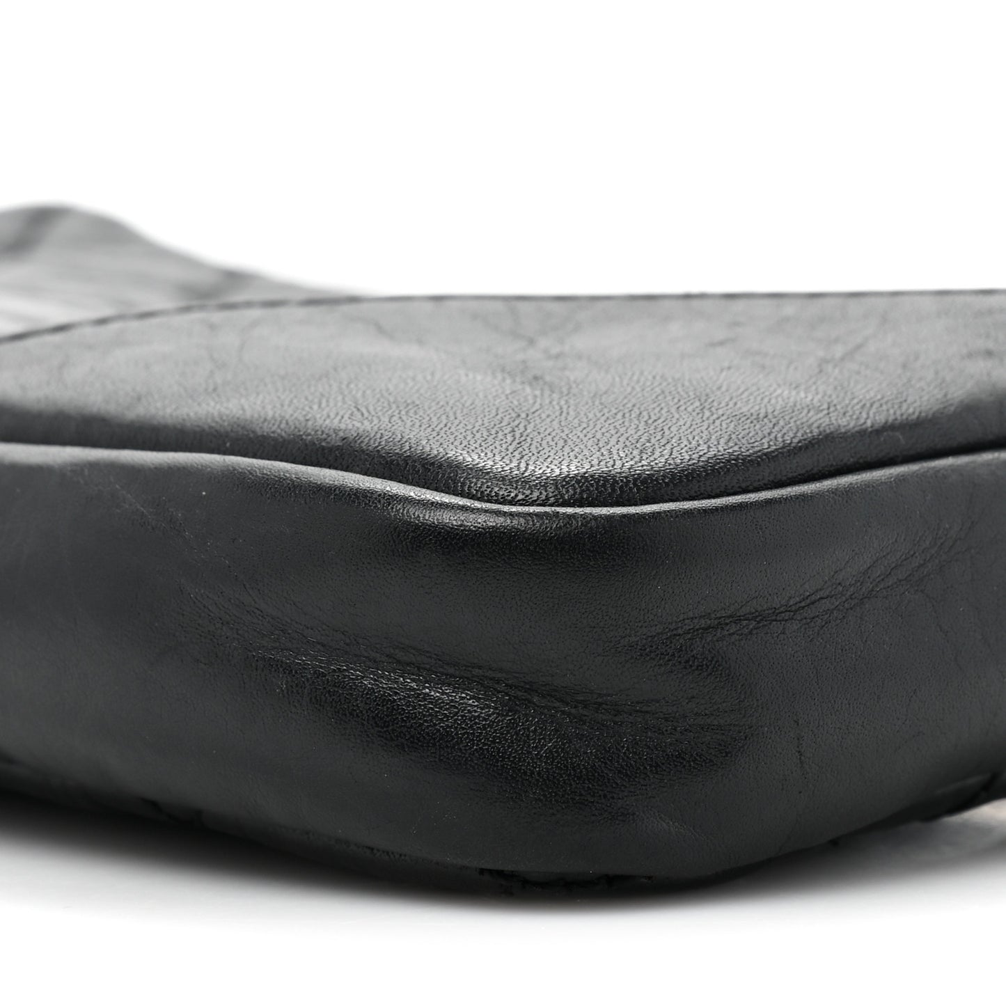 Aged Calfskin Quilted Cambon Pochette Black