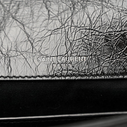 Saint Laurent Crinkled Lambskin Matelasse Monogram Baby Niki Chain Satchel Black 6 of 12