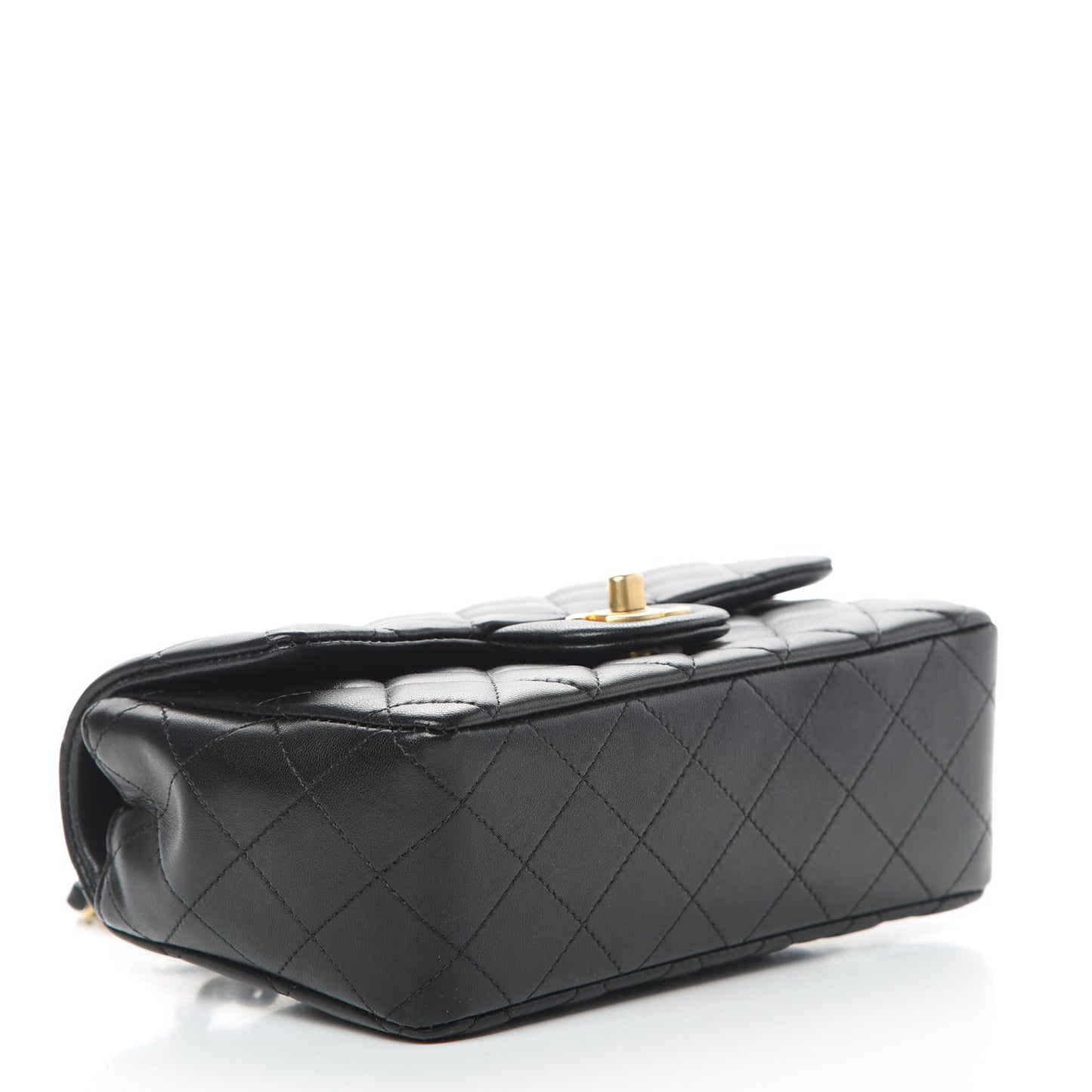 Lambskin Quilted Mini Rectangular Flap Black