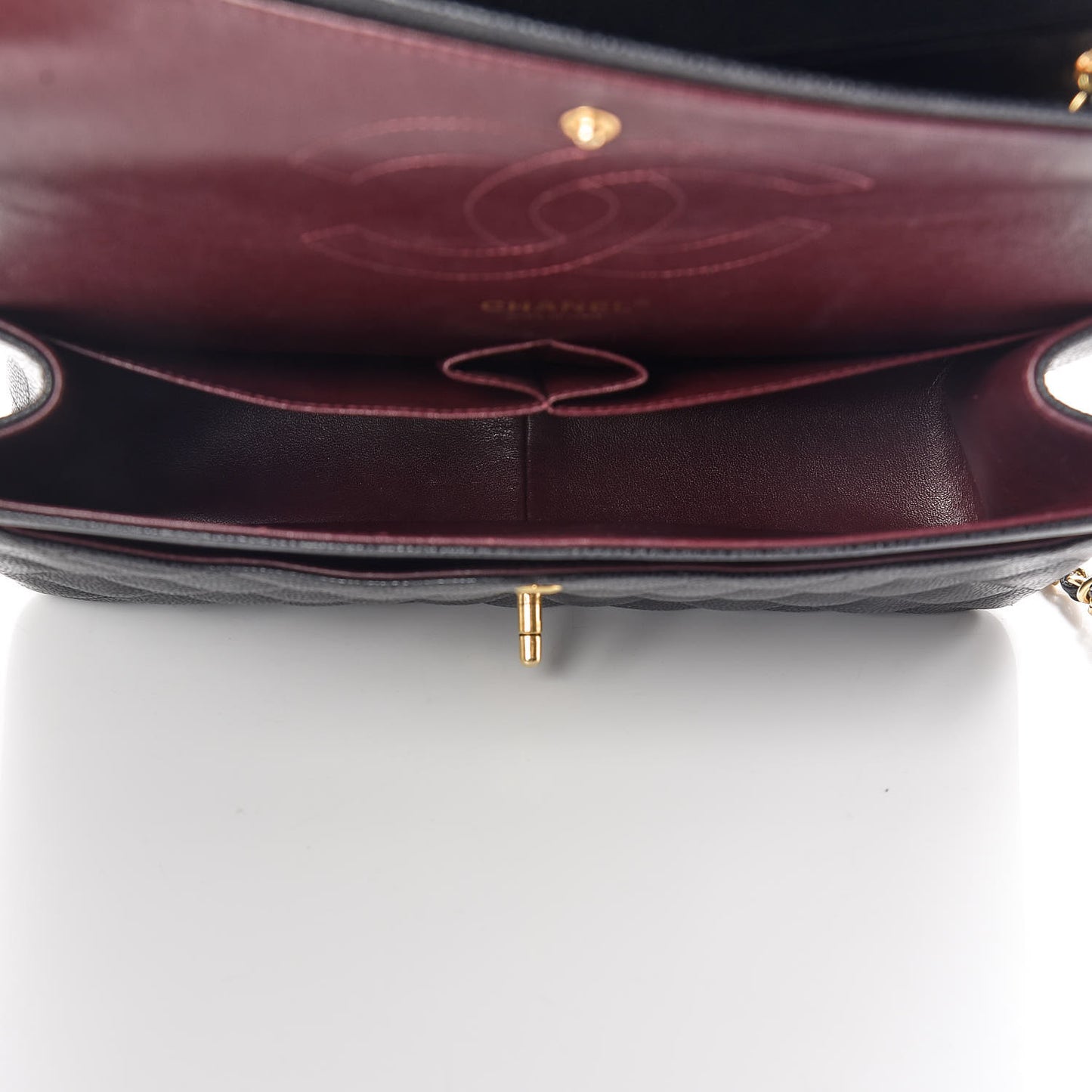 Caviar Quilted Jumbo Double Flap Black