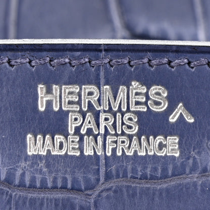 Hermes Matte Porosus Crocodile 18K White Gold Diamond Birkin 35 Bleu Brighton 6 of 26