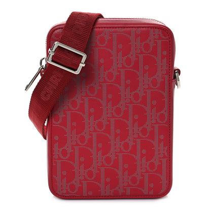 Christian Dior Calfskin Oblique Galaxy Perforated World Tour Messenger Pouch Red White 1 of 9