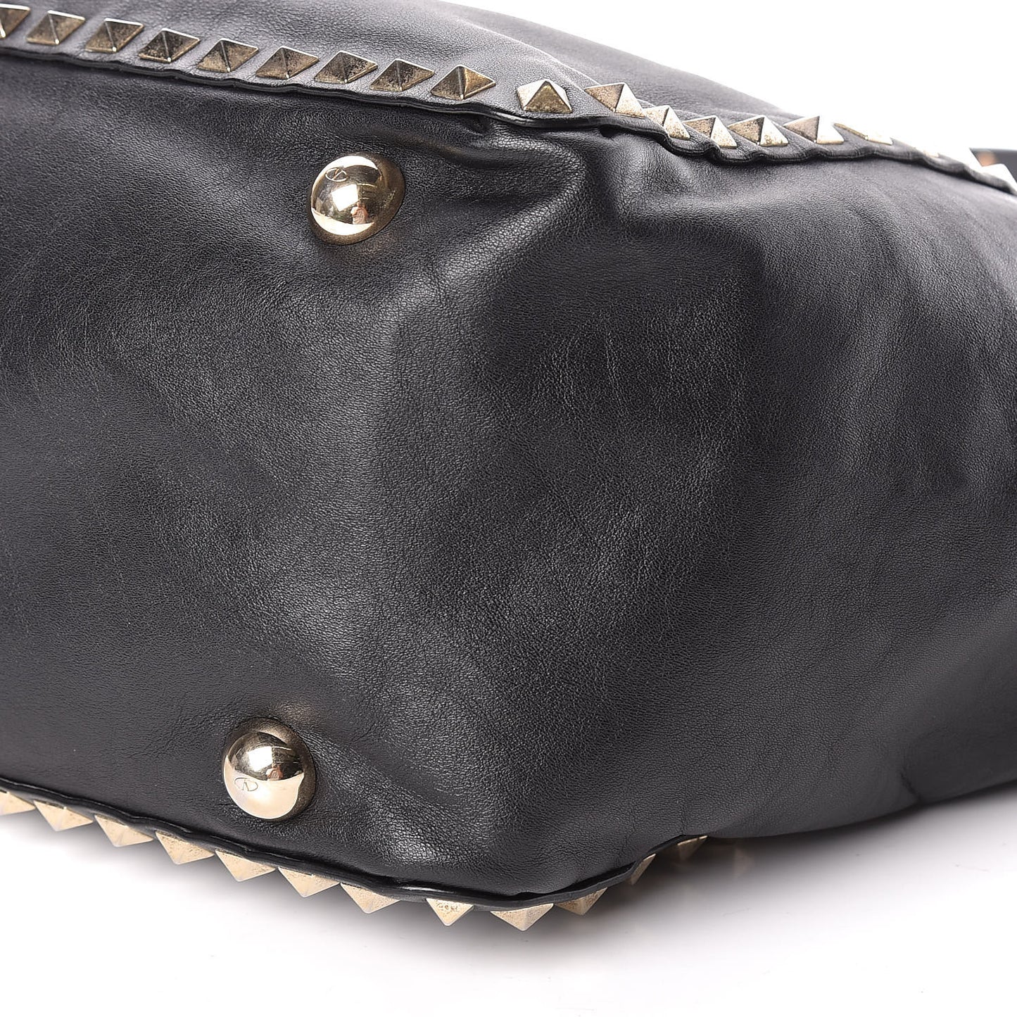 Vitello Medium Rockstud Tote Black