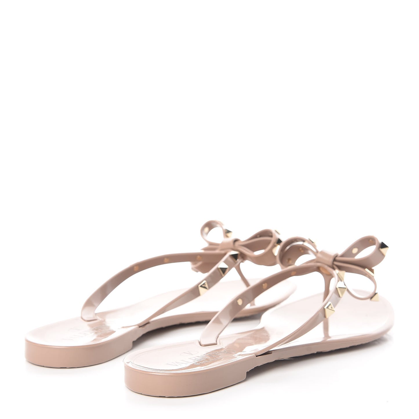 PVC Jelly Rockstud Bow Thong Sandals 39 Poudre