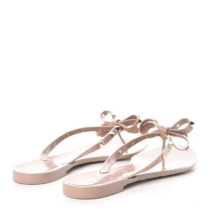 Valentino Garavani PVC Jelly Rockstud Bow Thong Sandals 39 Poudre 4 of 8