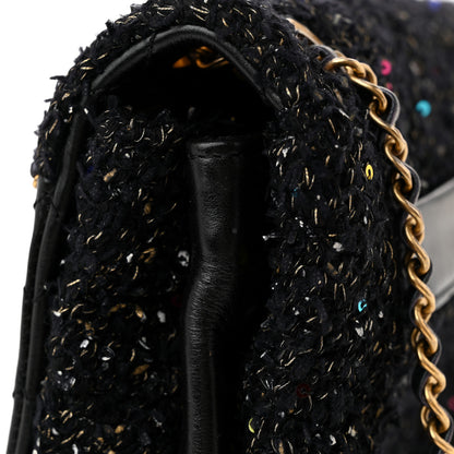 Chanel Lambskin Quilted Tweed Sequin Medium Chain Flap Bag Black Multicolor 15 of 15