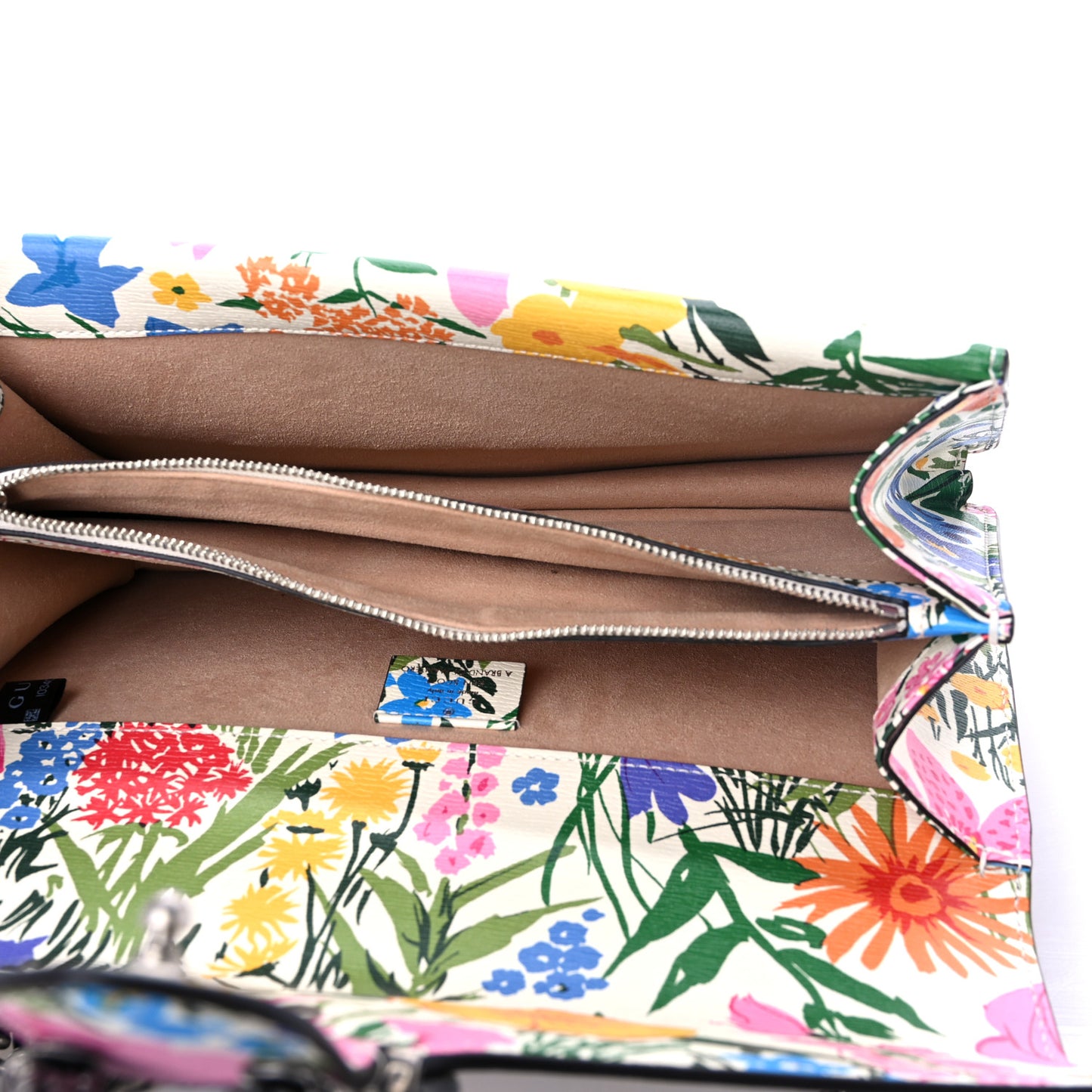 X KEN SCOTT New Shangai Calfskin Jardin D'Avril Floral Print Small Dionysus Shoulder Bag Ivory Pink