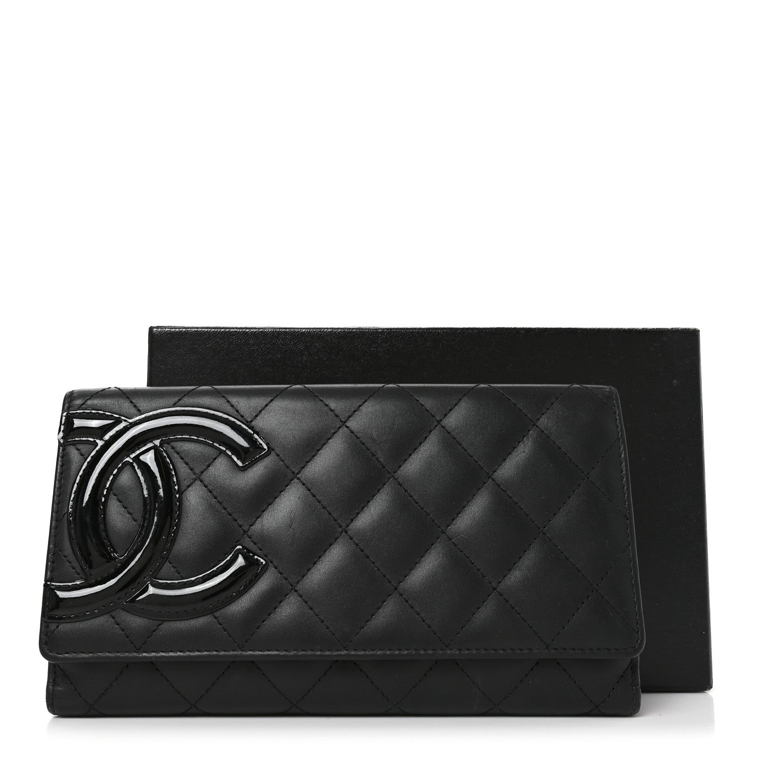 Chanel Calfskin Quilted Cambon Long Double Wallet Black 8 of 8