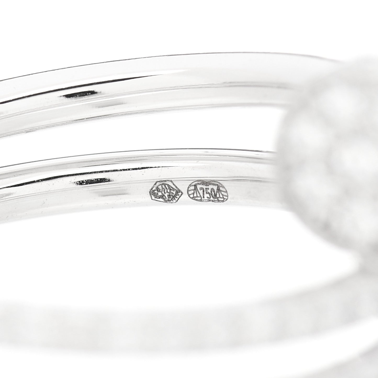 18K White Gold Diamond Double Juste Un Clou Paved Ring 51 5.75