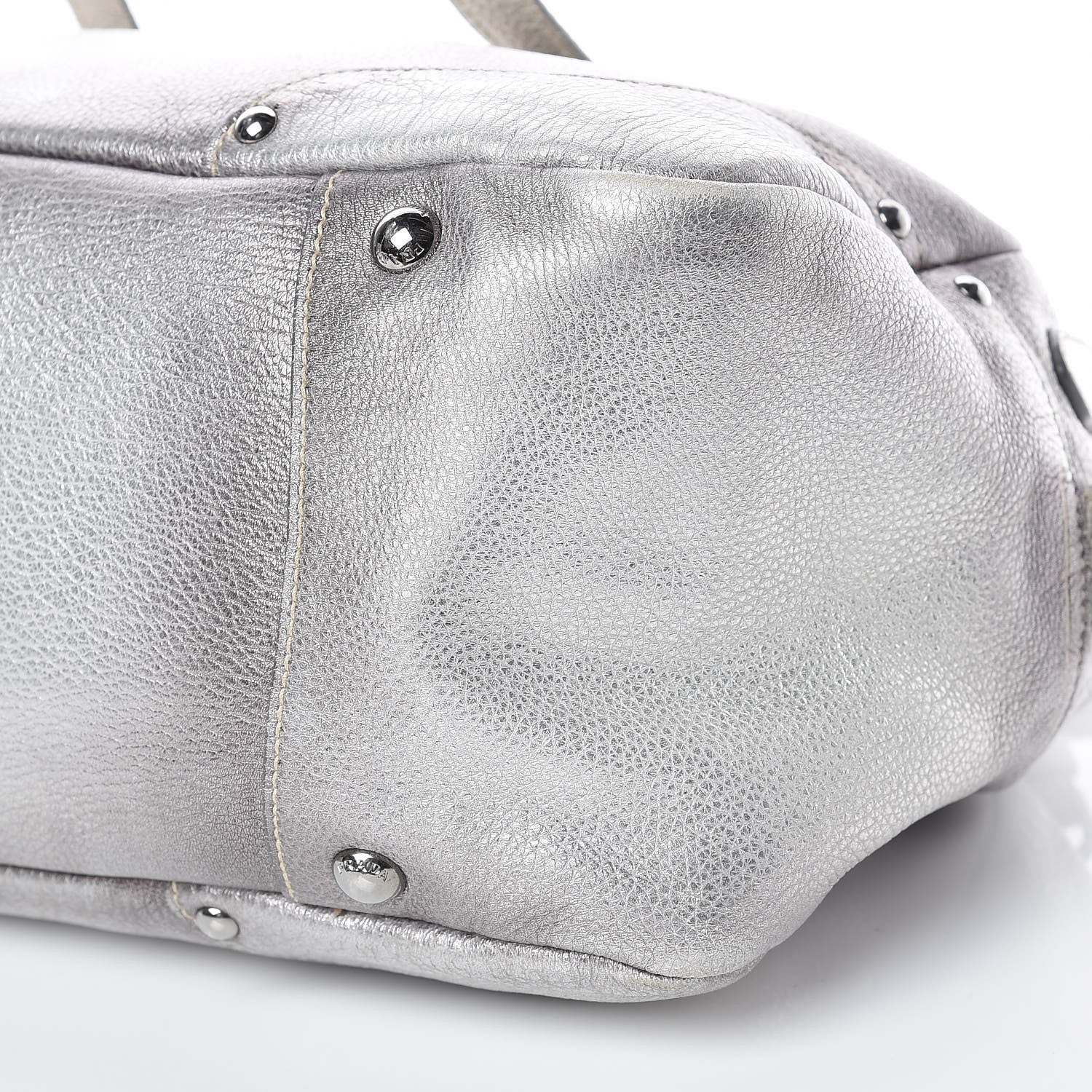 Prada Cervo Lux Bowler Bag Argento 12 of 20