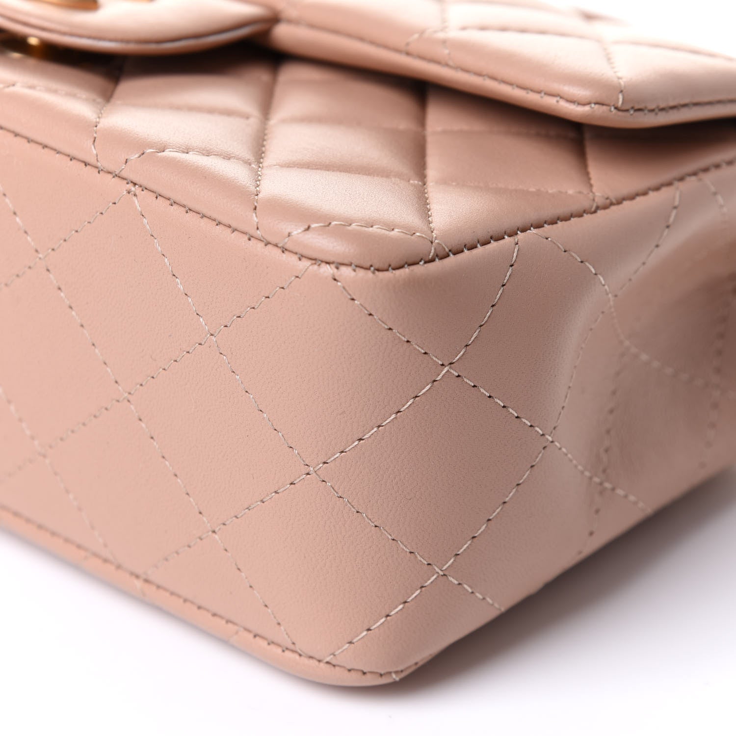 Chanel Lambskin Quilted Mini Top Handle Rectangular Flap Beige 10 of 13