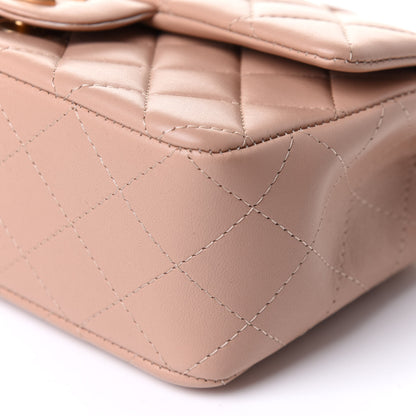 Chanel Lambskin Quilted Mini Top Handle Rectangular Flap Beige 10 of 13