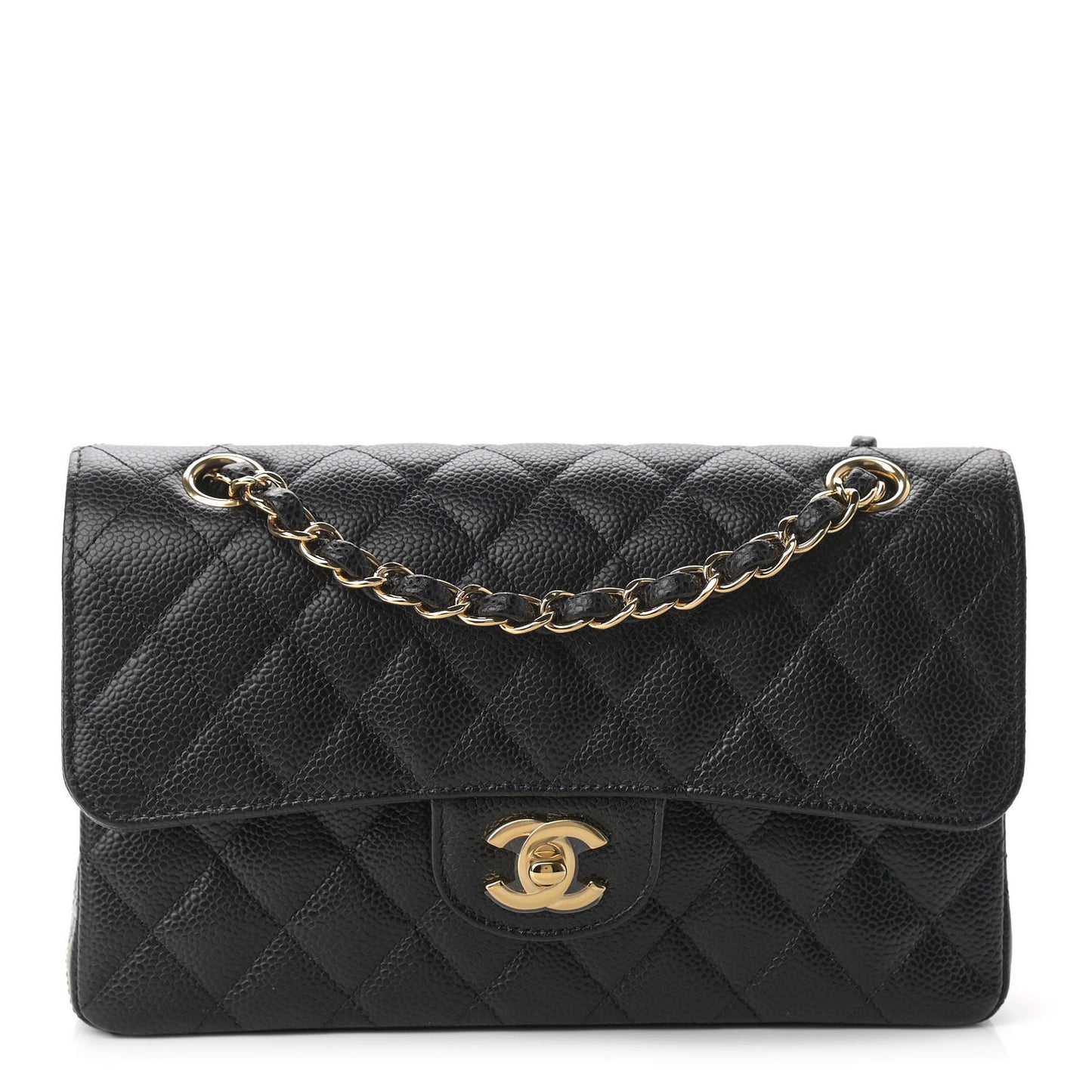 Caviar Quilted Small Double Flap Black
