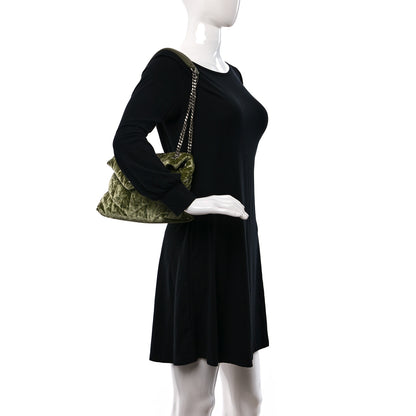 Saint Laurent Crushed Velvet Quilted Small Loulou Puffer Monogram Chain Satchel Green 2 of 8