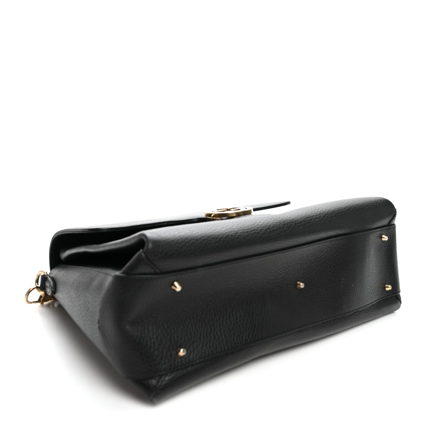 Dollar Calfskin Medium Interlocking G Top Handle Shoulder Bag Black