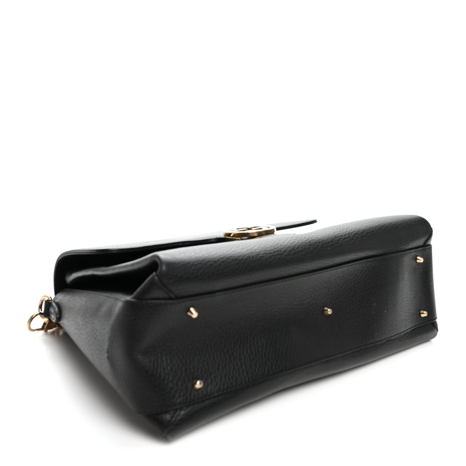 Gucci Dollar Calfskin Medium Interlocking G Top Handle Shoulder Bag Black 4 of 11