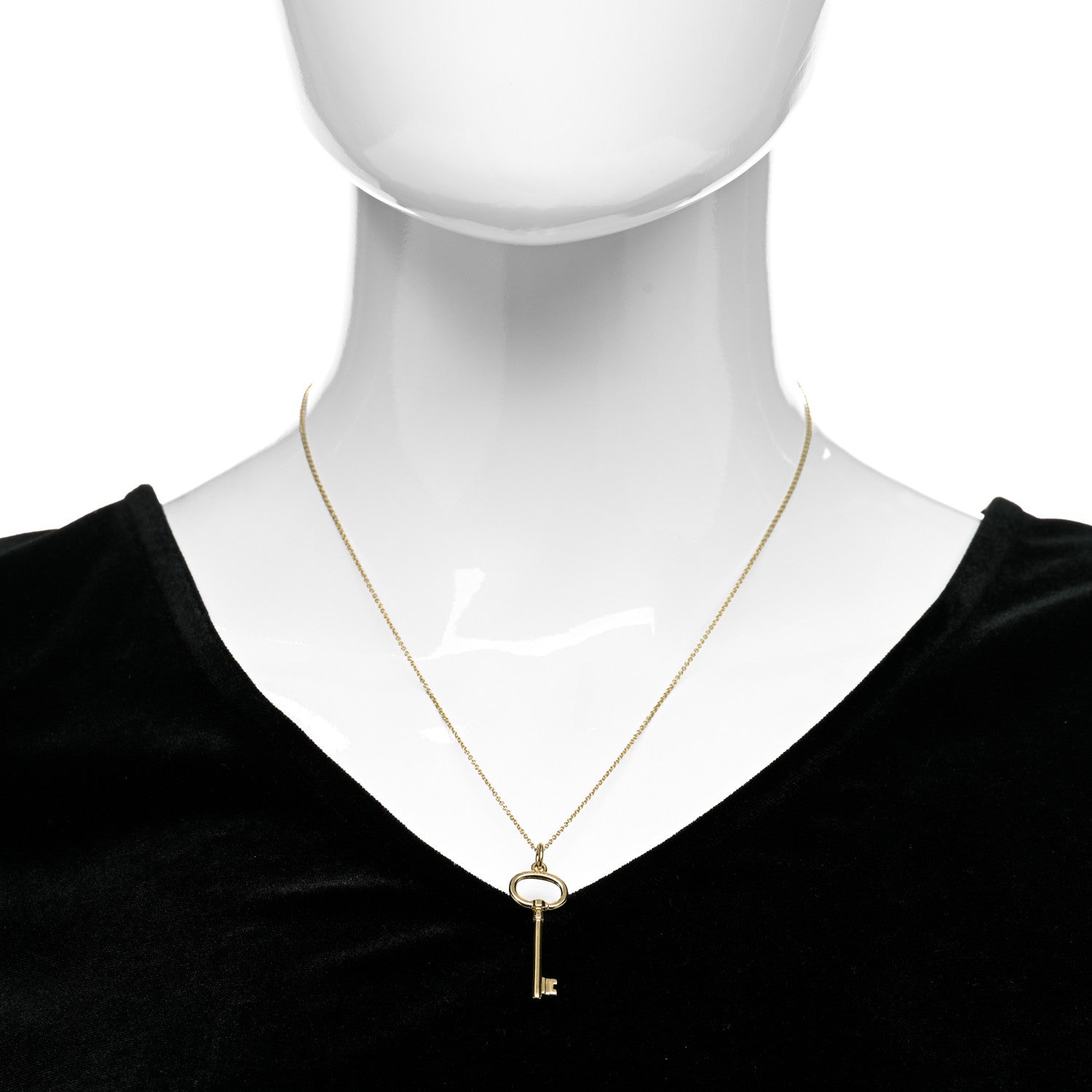 Tiffany 18K Yellow Gold Small Oval Key Pendant Necklace 2 of 5
