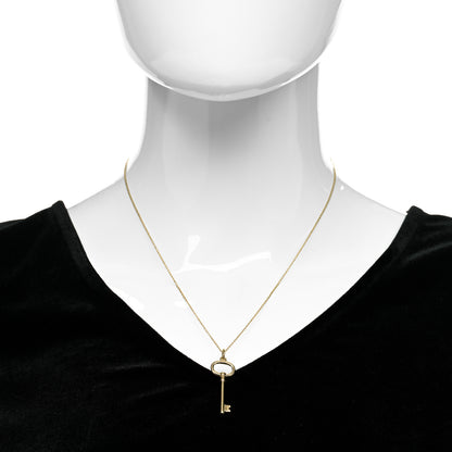Tiffany 18K Yellow Gold Small Oval Key Pendant Necklace 2 of 5